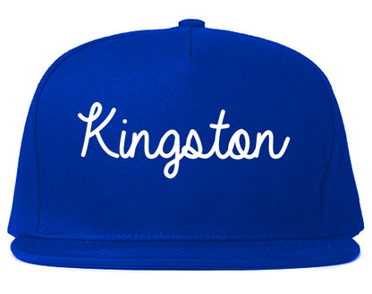 Kingston New York NY Script Mens Snapback Hat Royal Blue