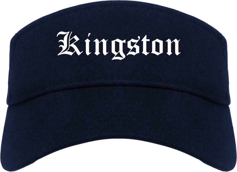 Kingston New York NY Old English Mens Visor Cap Hat Navy Blue