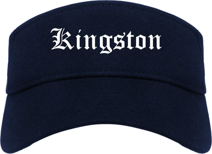 Kingston New York NY Old English Mens Visor Cap Hat Navy Blue