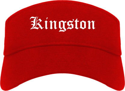 Kingston New York NY Old English Mens Visor Cap Hat Red