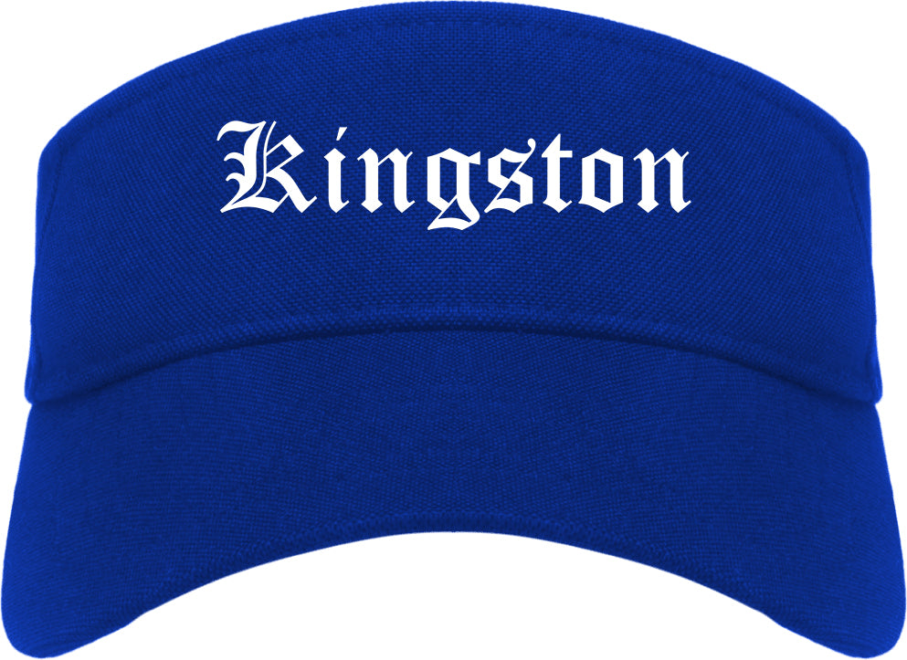 Kingston New York NY Old English Mens Visor Cap Hat Royal Blue