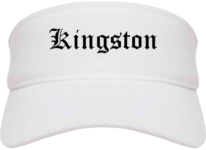 Kingston New York NY Old English Mens Visor Cap Hat White