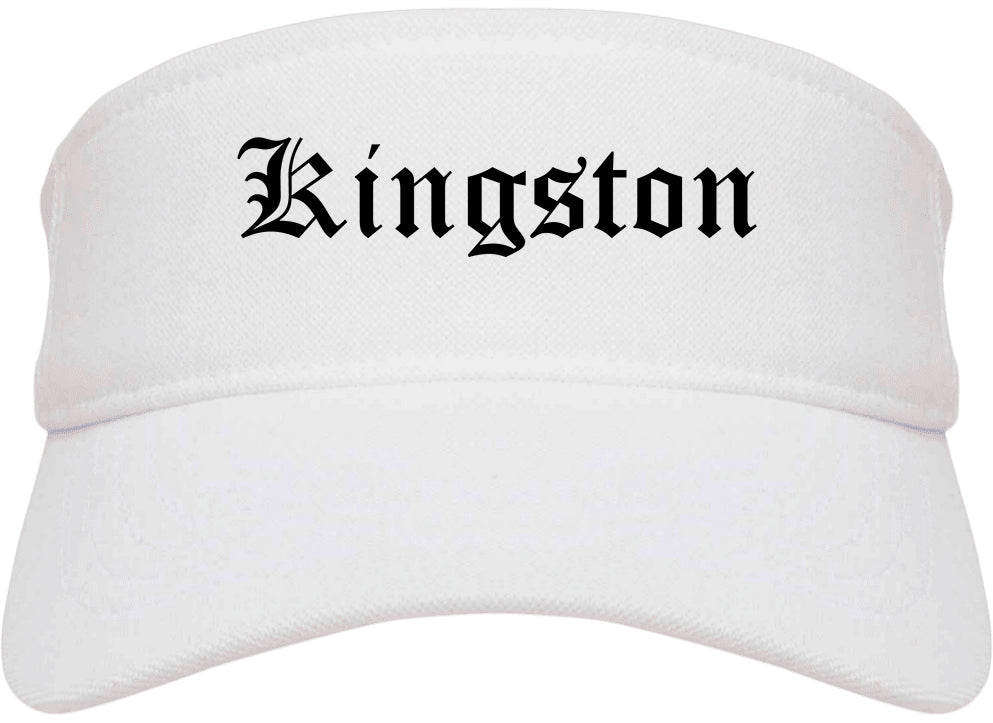 Kingston Pennsylvania PA Old English Mens Visor Cap Hat White