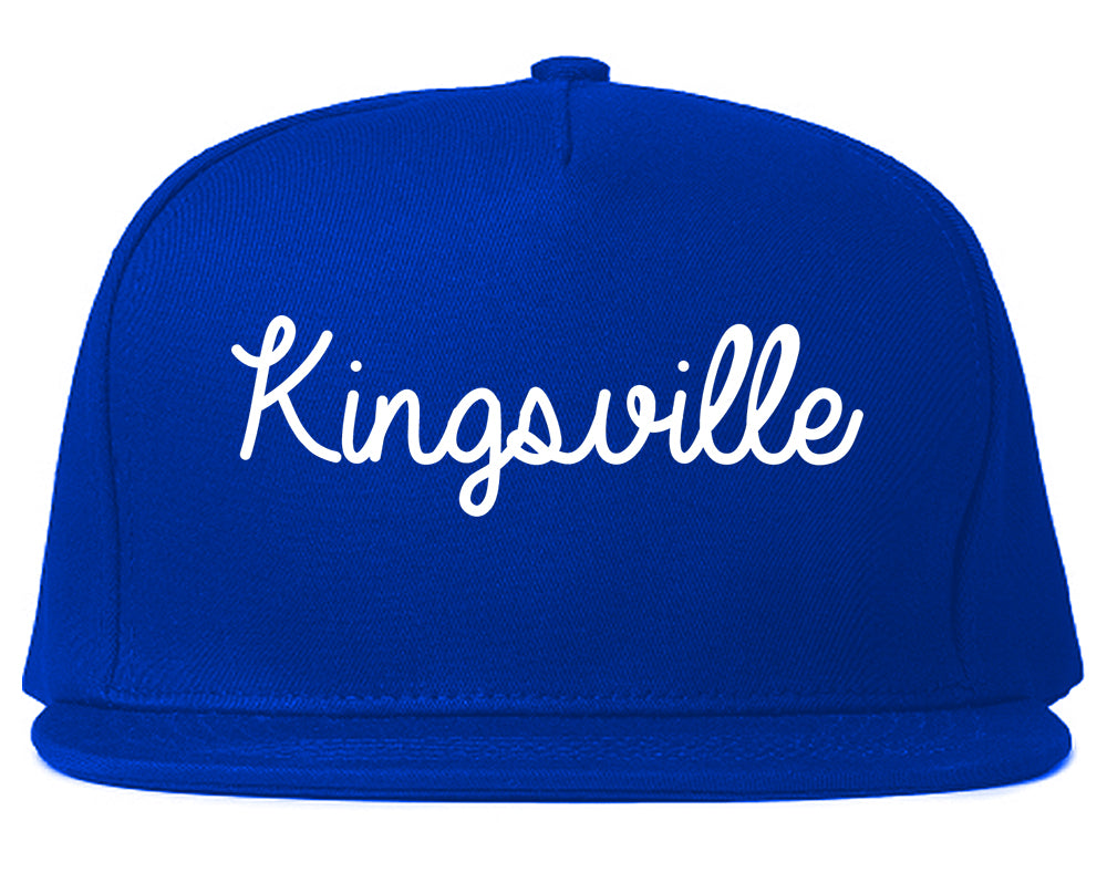 Kingsville Texas TX Script Mens Snapback Hat Royal Blue