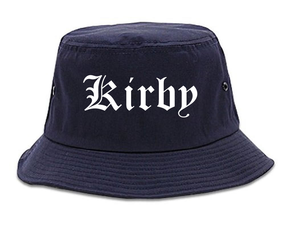Kirby Texas TX Old English Mens Bucket Hat Navy Blue