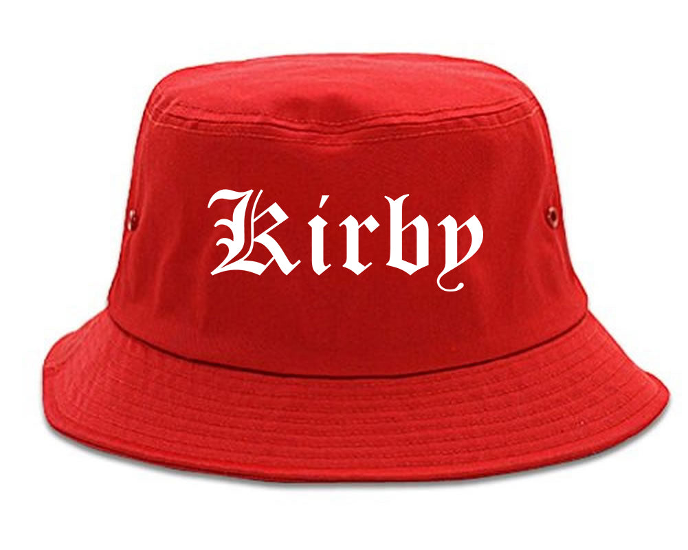 Kirby Texas TX Old English Mens Bucket Hat Red