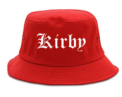 Kirby Texas TX Old English Mens Bucket Hat Red