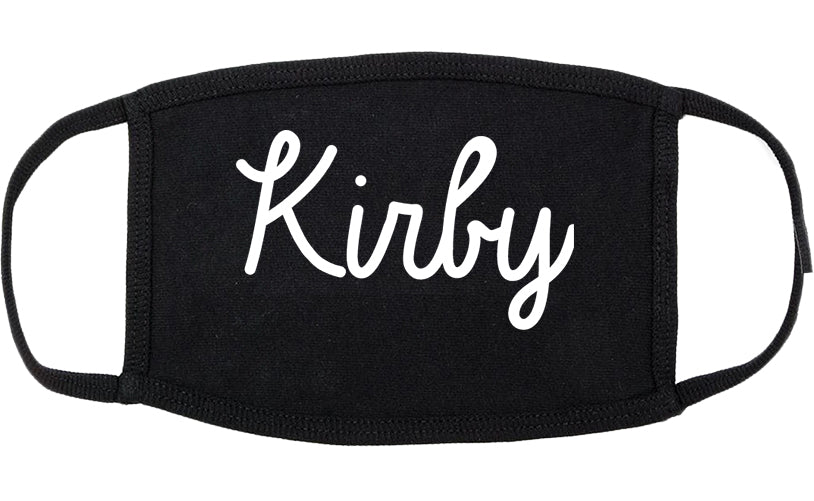 Kirby Texas TX Script Cotton Face Mask Black