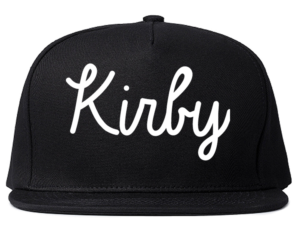Kirby Texas TX Script Mens Snapback Hat Black