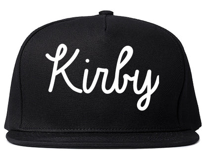 Kirby Texas TX Script Mens Snapback Hat Black