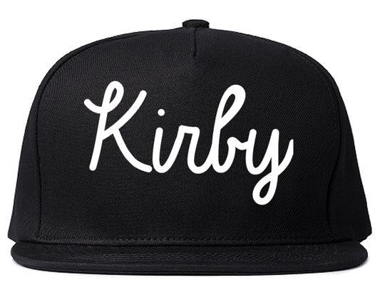 Kirby Texas TX Script Mens Snapback Hat Black