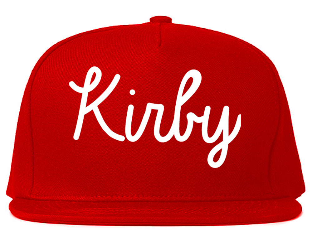Kirby Texas TX Script Mens Snapback Hat Red