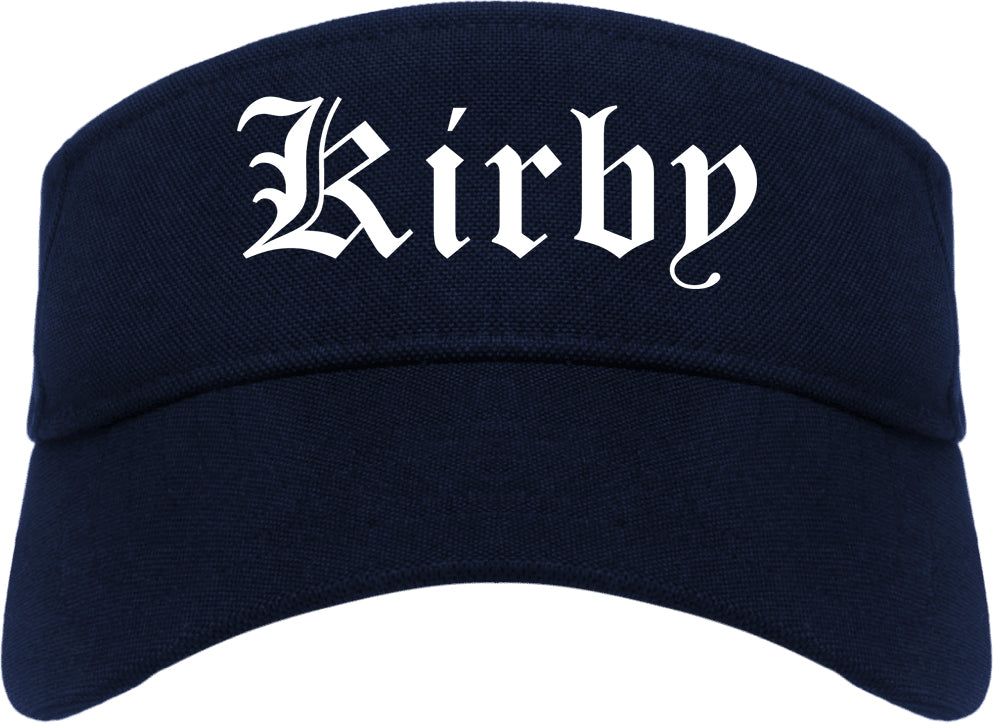 Kirby Texas TX Old English Mens Visor Cap Hat Navy Blue