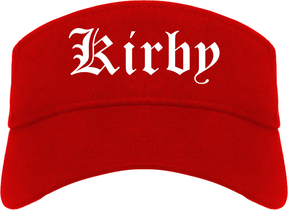 Kirby Texas TX Old English Mens Visor Cap Hat Red