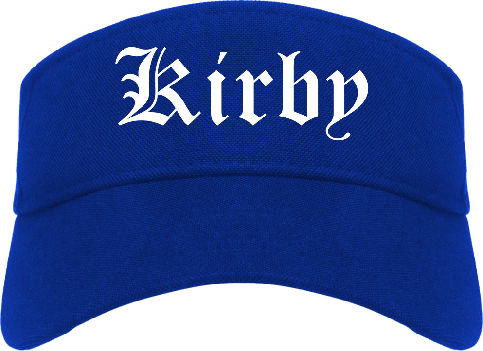 Kirby Texas TX Old English Mens Visor Cap Hat Royal Blue