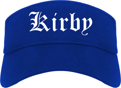 Kirby Texas TX Old English Mens Visor Cap Hat Royal Blue