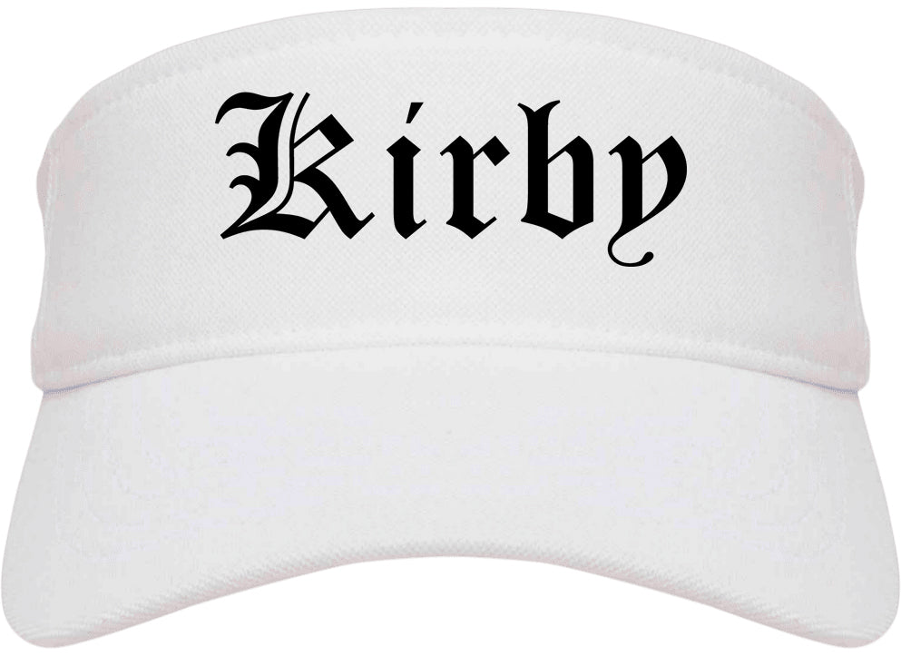 Kirby Texas TX Old English Mens Visor Cap Hat White