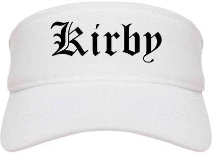 Kirby Texas TX Old English Mens Visor Cap Hat White