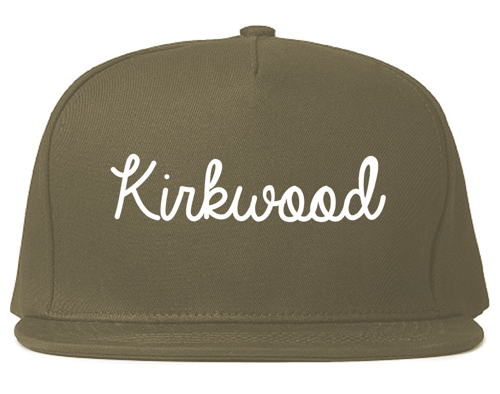 Kirkwood Missouri MO Script Mens Snapback Hat Grey