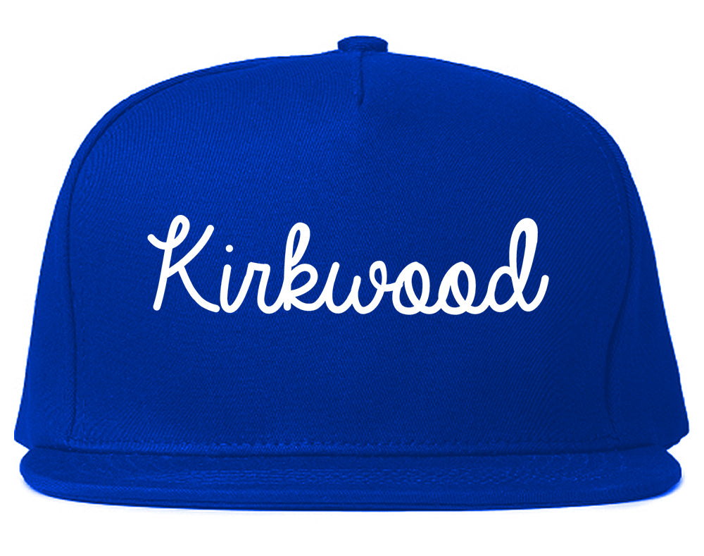 Kirkwood Missouri MO Script Mens Snapback Hat Royal Blue