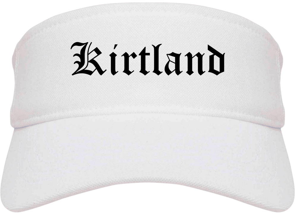 Kirtland Ohio OH Old English Mens Visor Cap Hat White