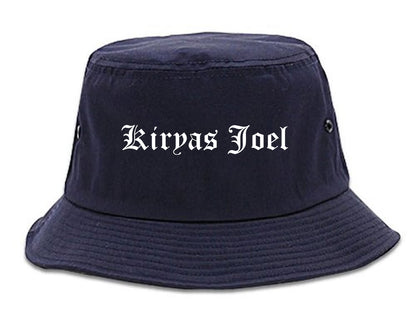 Kiryas Joel New York NY Old English Mens Bucket Hat Navy Blue