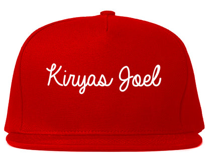 Kiryas Joel New York NY Script Mens Snapback Hat Red