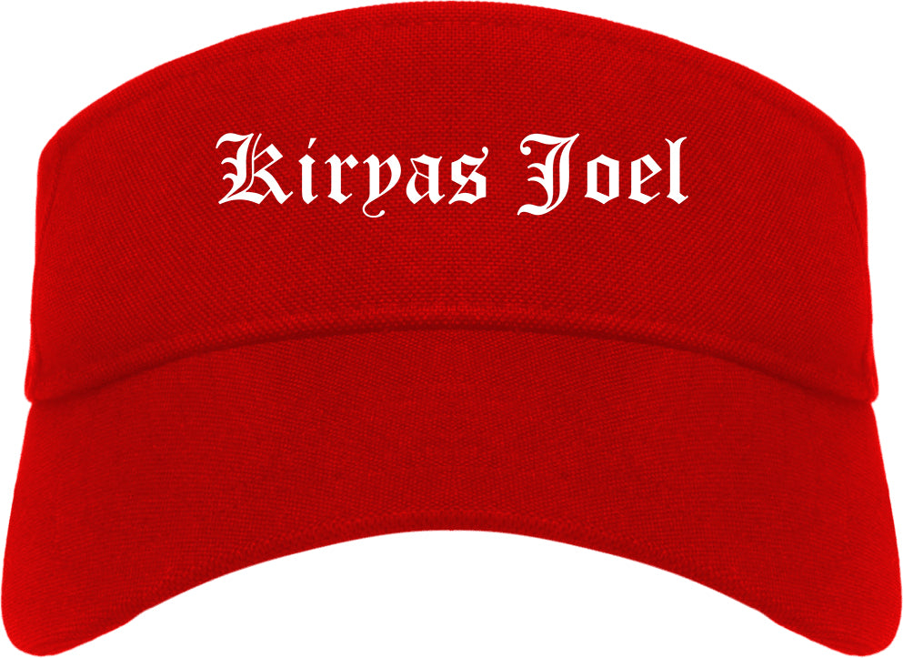 Kiryas Joel New York NY Old English Mens Visor Cap Hat Red