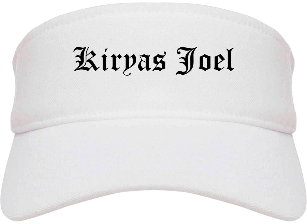Kiryas Joel New York NY Old English Mens Visor Cap Hat White