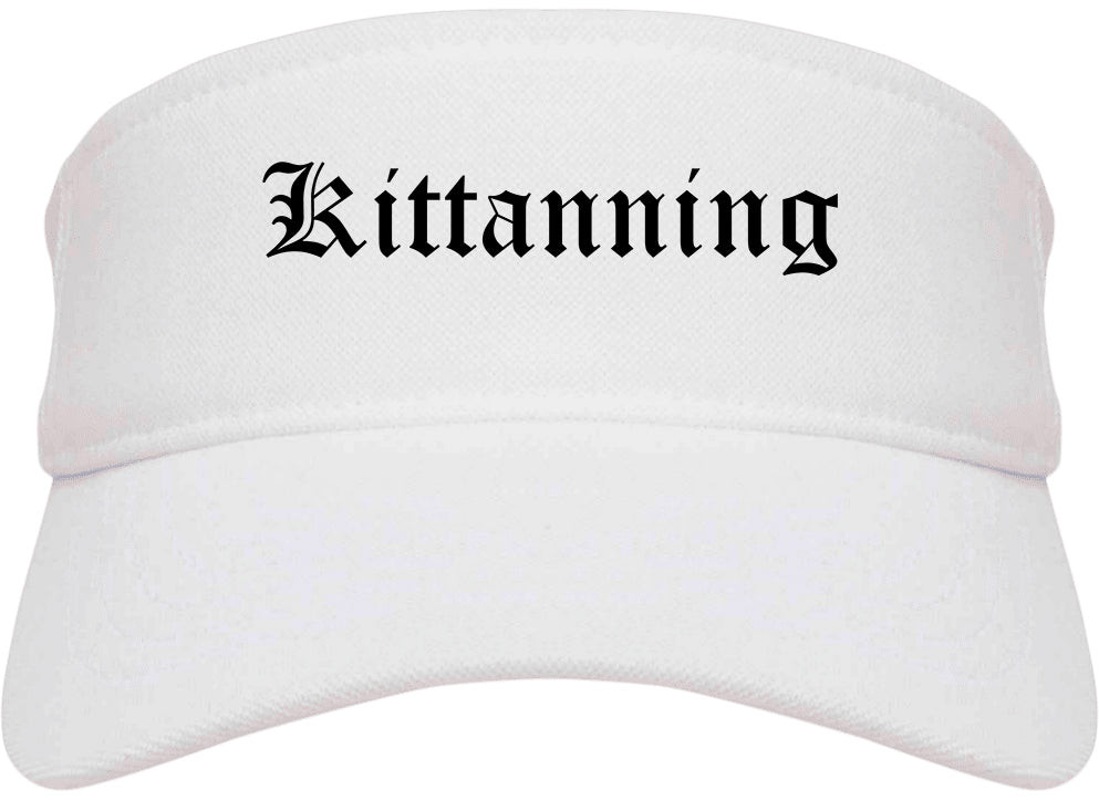 Kittanning Pennsylvania PA Old English Mens Visor Cap Hat White