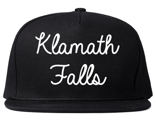 Klamath Falls Oregon OR Script Mens Snapback Hat Black