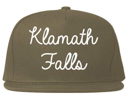 Klamath Falls Oregon OR Script Mens Snapback Hat Grey