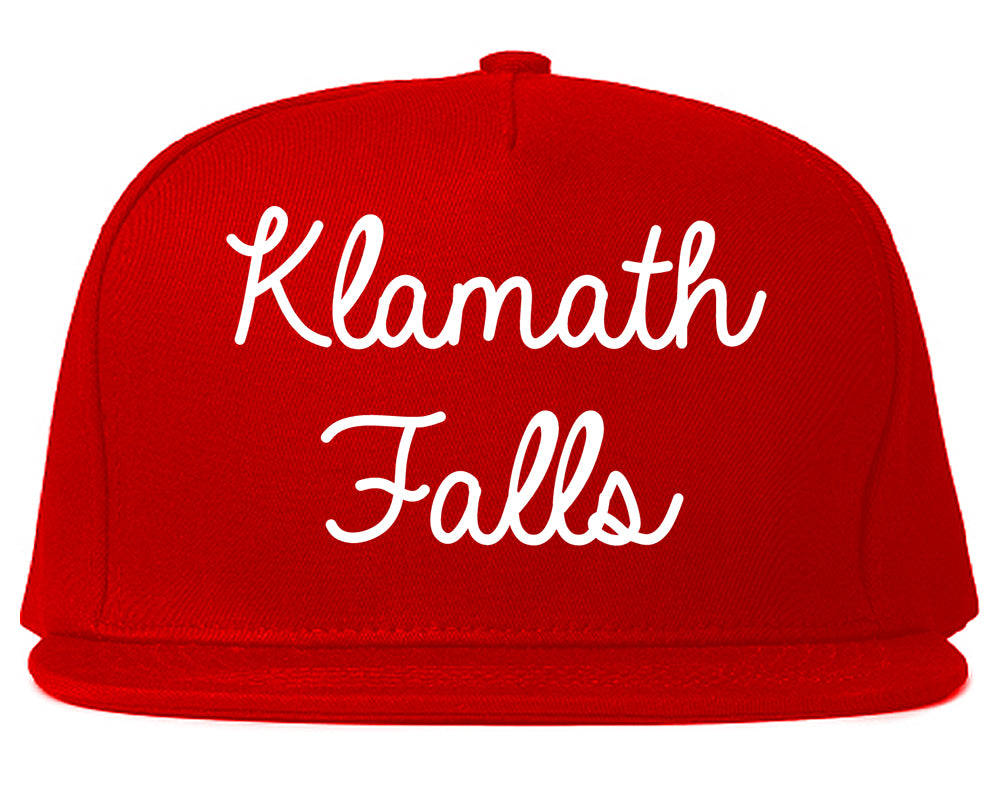 Klamath Falls Oregon OR Script Mens Snapback Hat Red