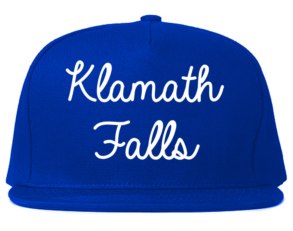 Klamath Falls Oregon OR Script Mens Snapback Hat Royal Blue
