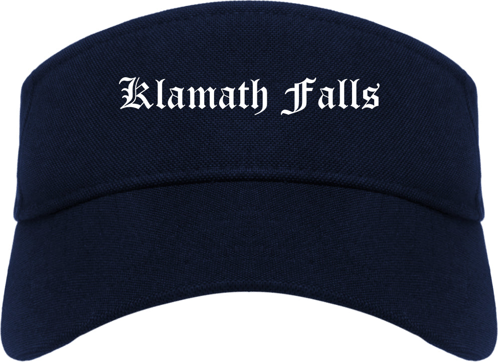 Klamath Falls Oregon OR Old English Mens Visor Cap Hat Navy Blue