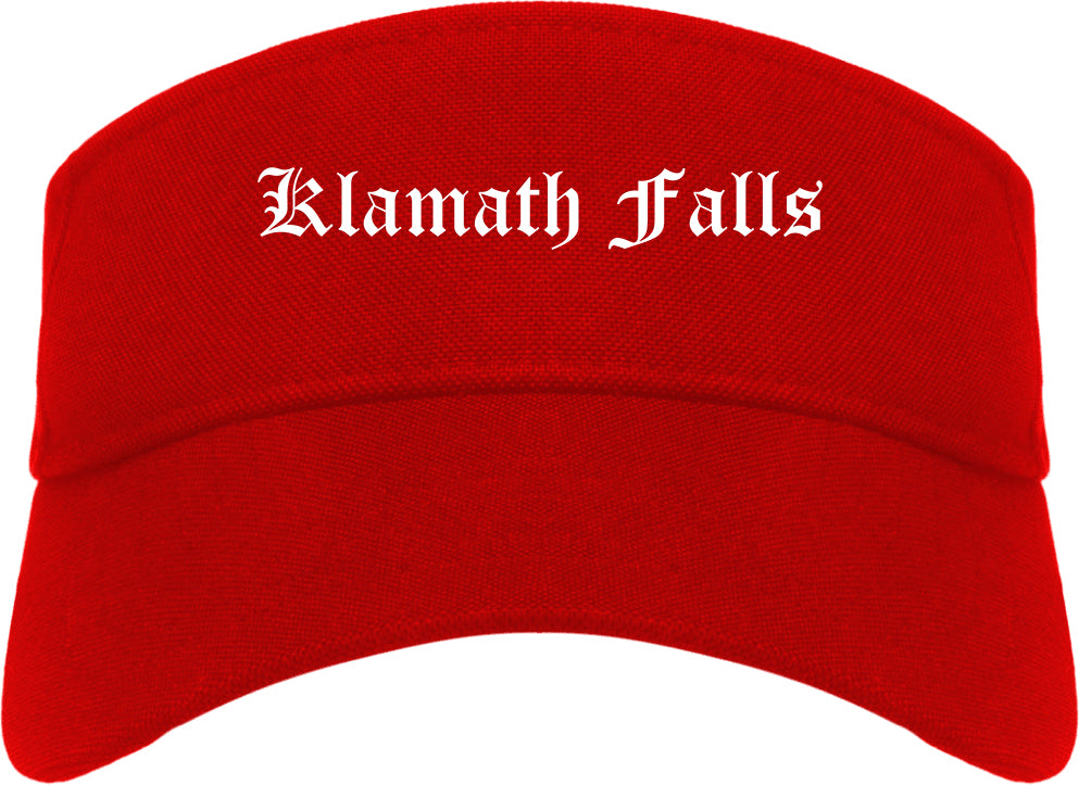 Klamath Falls Oregon OR Old English Mens Visor Cap Hat Red