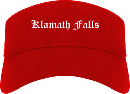 Klamath Falls Oregon OR Old English Mens Visor Cap Hat Red