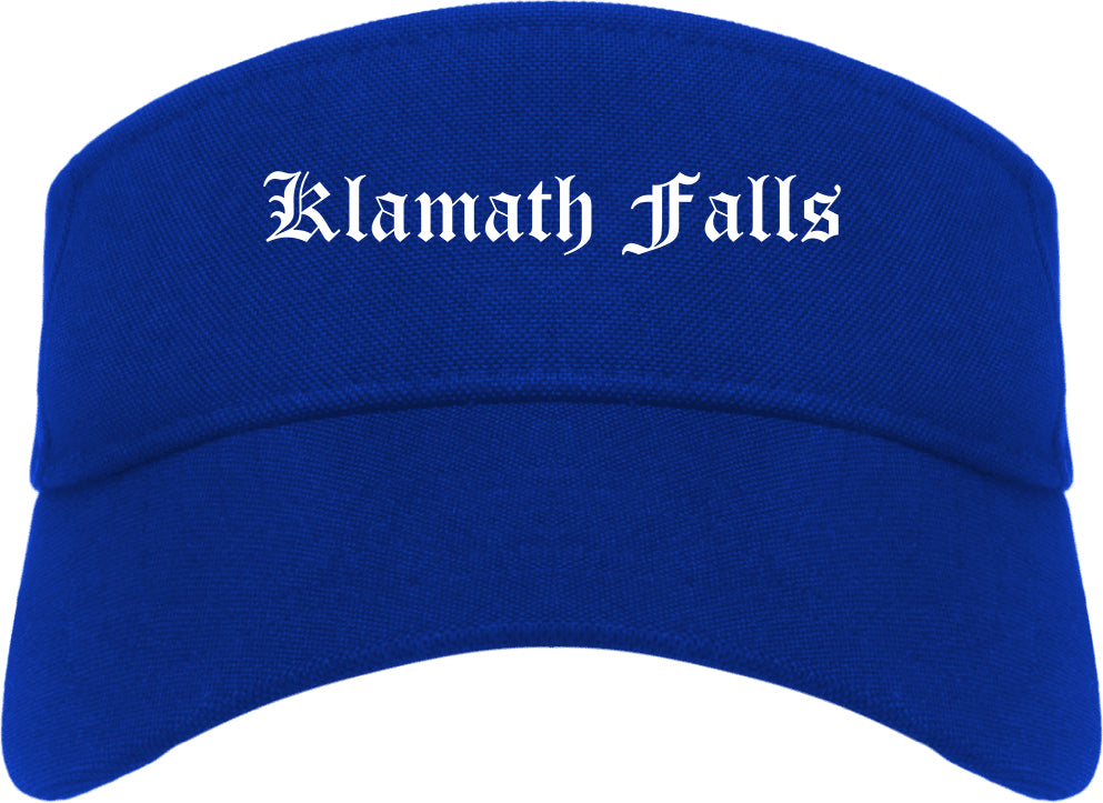 Klamath Falls Oregon OR Old English Mens Visor Cap Hat Royal Blue