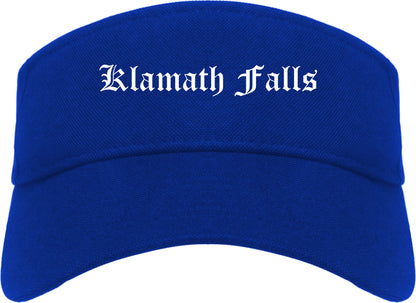 Klamath Falls Oregon OR Old English Mens Visor Cap Hat Royal Blue