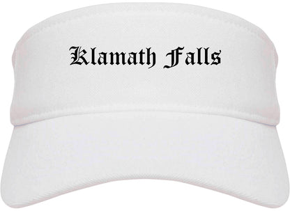Klamath Falls Oregon OR Old English Mens Visor Cap Hat White