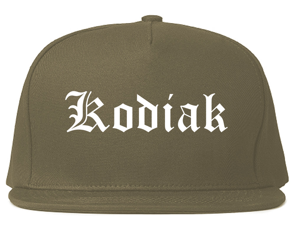 Kodiak Alaska AK Old English Mens Snapback Hat Grey