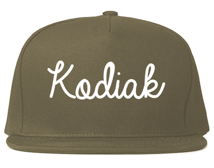 Kodiak Alaska AK Script Mens Snapback Hat Grey