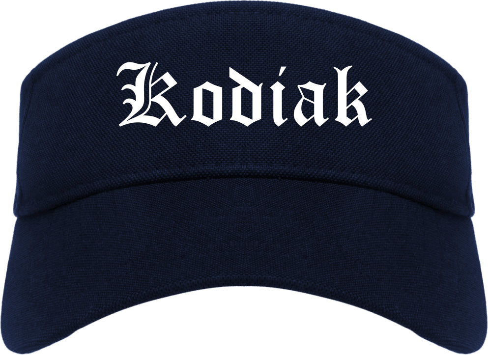Kodiak Alaska AK Old English Mens Visor Cap Hat Navy Blue