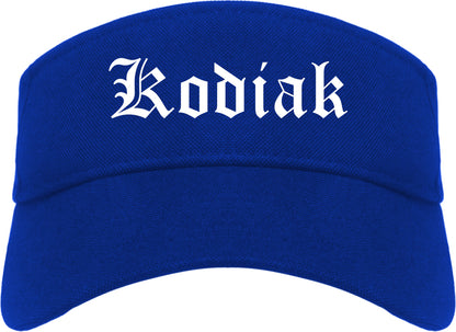Kodiak Alaska AK Old English Mens Visor Cap Hat Royal Blue