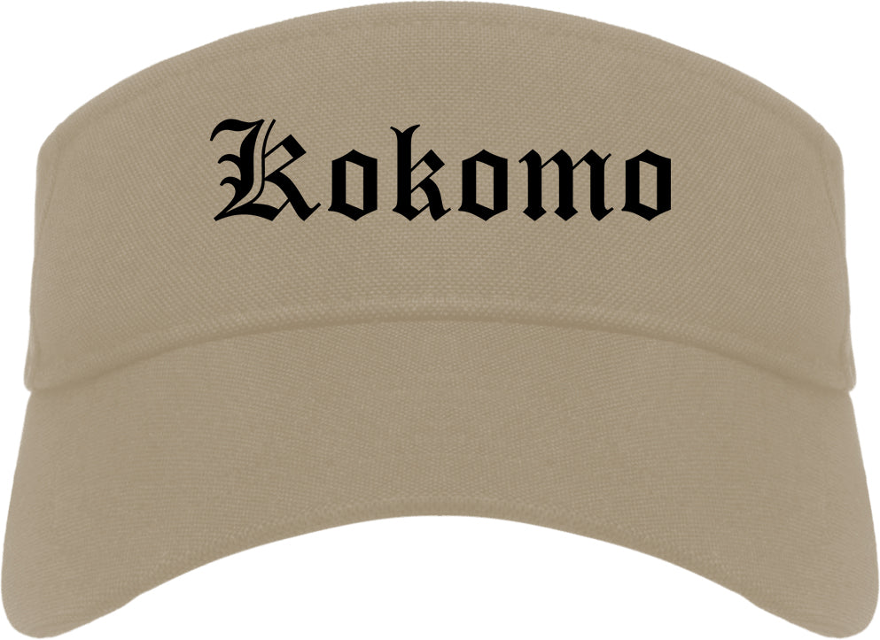Kokomo Indiana IN Old English Mens Visor Cap Hat Khaki