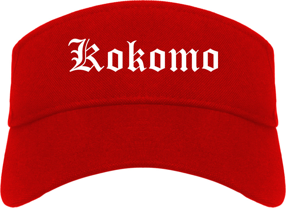 Kokomo Indiana IN Old English Mens Visor Cap Hat Red