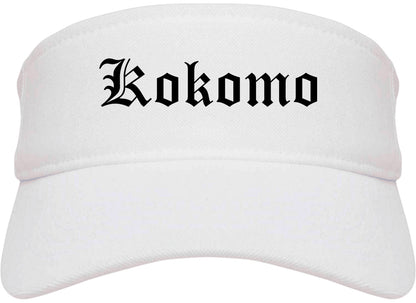 Kokomo Indiana IN Old English Mens Visor Cap Hat White