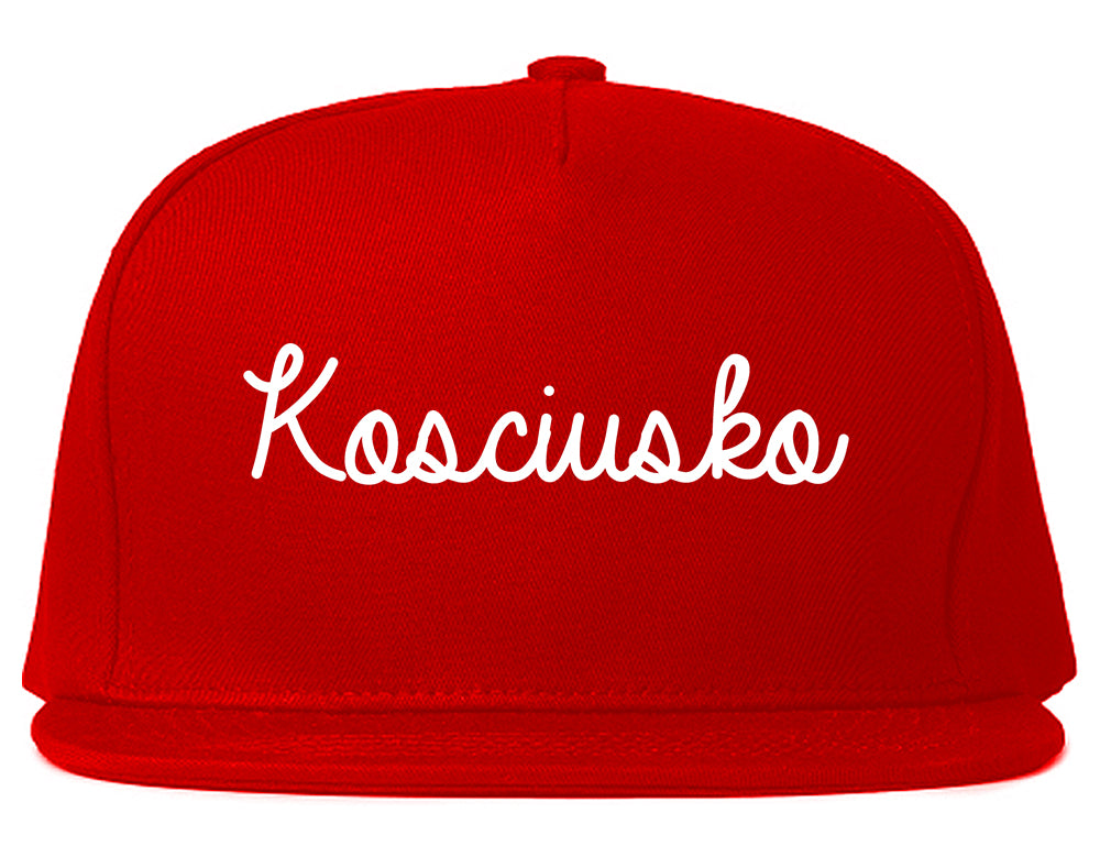 Kosciusko Mississippi MS Script Mens Snapback Hat Red