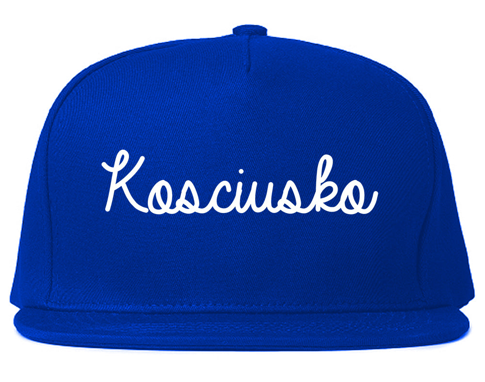 Kosciusko Mississippi MS Script Mens Snapback Hat Royal Blue