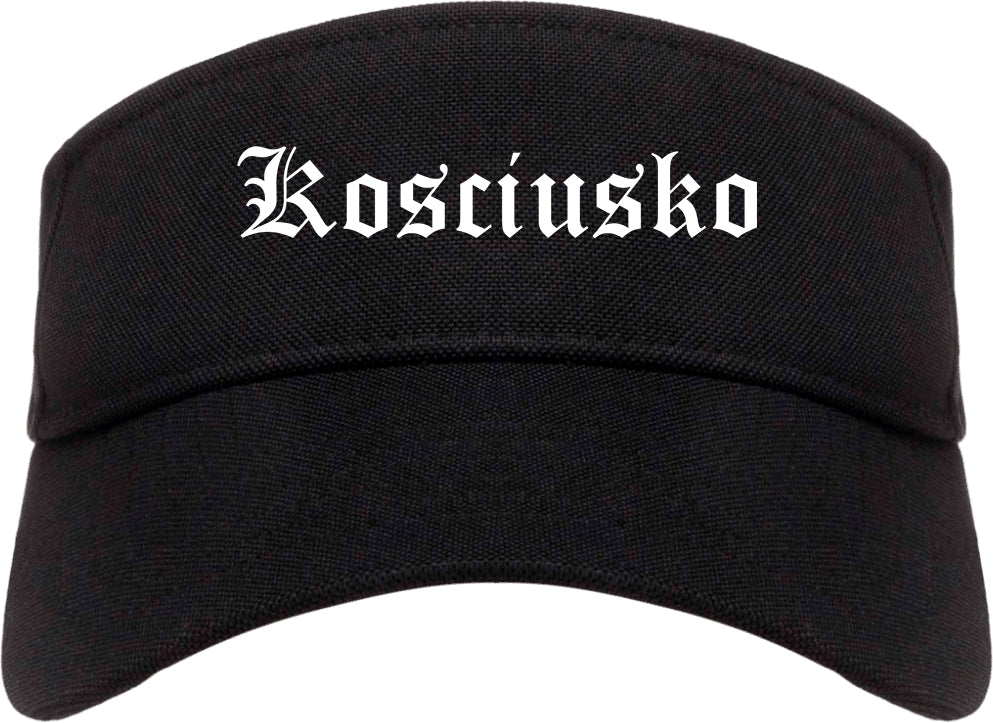 Kosciusko Mississippi MS Old English Mens Visor Cap Hat Black